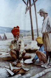 Indische Kavalleristen bei der Rast, 1917
